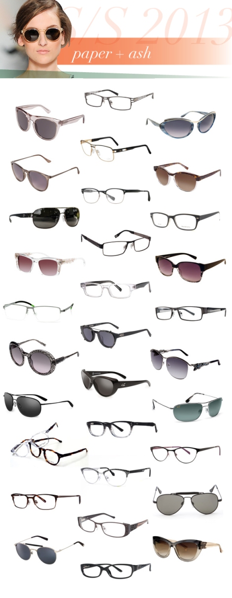 Από αριστερά προς τα δεξιά και από πάνω προς τα κάτω τα γυαλιά είναι: 3.1 Phillip Lim, Orbit; Amadeus Eyewear, A944; Badgley Mischka, Paulette; Carlos Santana, 11005; CAZAL, 7034; Cole Haan, CH612; Costa Sunglasses, Conch; Dakota Smith Los Angeles, Innovative; Dolabany Eyewear, Albert; ete, Ischia; EVATIK, 9063; Foster Grant, Mingle; Free Form Eyewear, FFA902; Genius Eyewear, G500; Helium, HE-4205; Jason Wu, Newtom; John Varvatos, V353; Judith Leiber, JL-1646; Kaenon, Driver; Kaenon, KAT-i; Maui Jim, Hideaways; Miyagi Eyewear, Kent; Modern Art, A336; Monalisa Eyewear, M8811; Original Penguin, The Chester; Plume Paris, Calais; Randolph Engineering, SP72411; Trussardi, TR12912; Tura, R406; Vera Wang, Ritva; Vivian Morgan, VM8023 